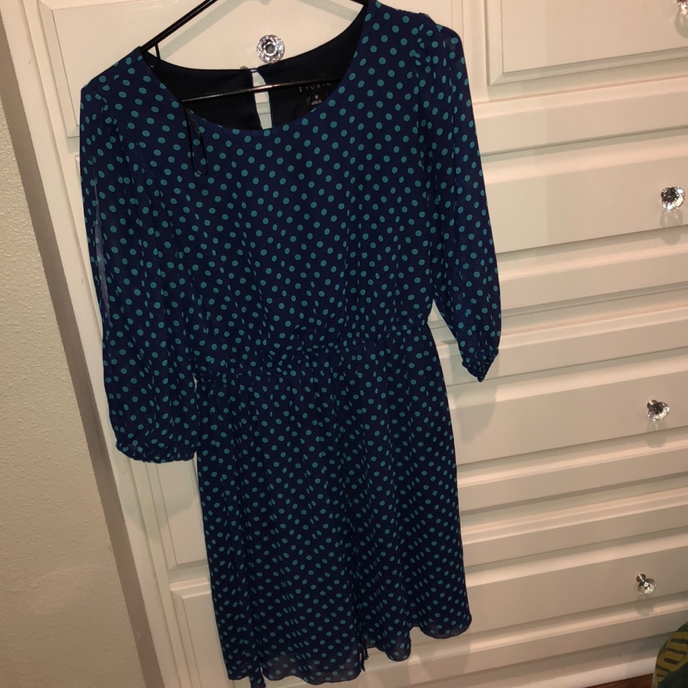 Enfocus Studio Dot Dress split sleeve tie waist dress